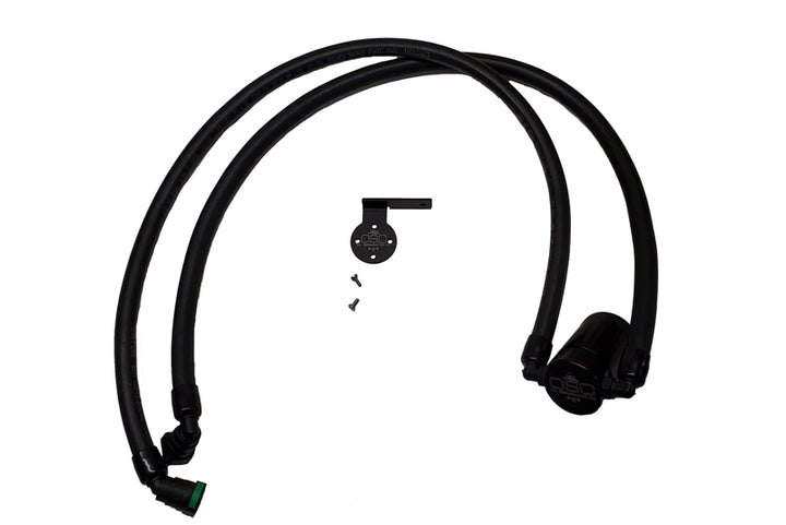 J&L 2021-2025 Ford F-150 3.5L Passenger Side Oil Separator 3.0 - Black Anodized - Bull Strap