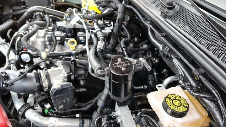 J&L 2025 Ford Bronco 2.3L/ 23-25 Ford Ranger 2.3L Separator 3.0 PCV Side - Black Anodized - Bull Strap