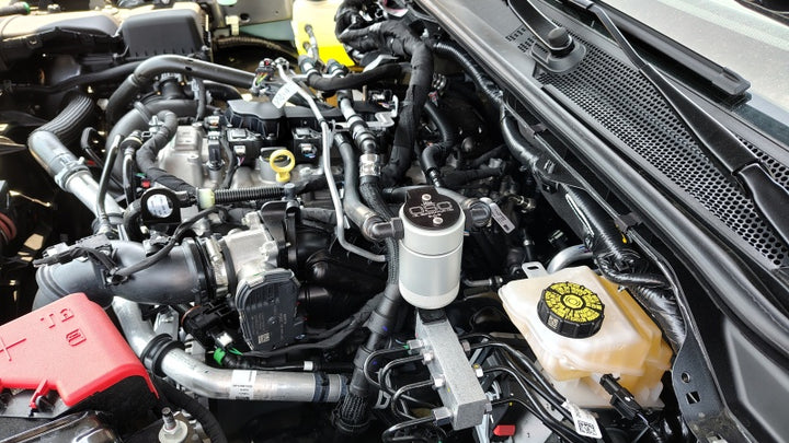 J&L 2025 Ford Bronco 2.3L/ 23-25 Ford Ranger 2.3L Separator 3.0 PCV Side - Clear Anodized - Bull Strap