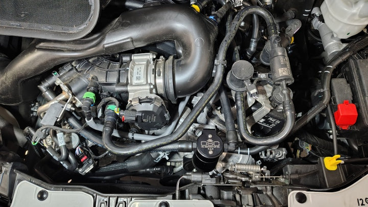 J&L 2025 Ford Transit 150/250/350 3.5L Oil Separator - Black Anodized - Bull Strap