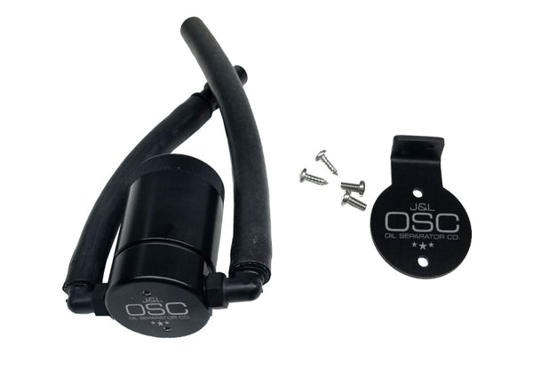 J&L 99-04 Ford Lightning Driver Side Oil Separator 3.0 - Black Anodized - Bull Strap