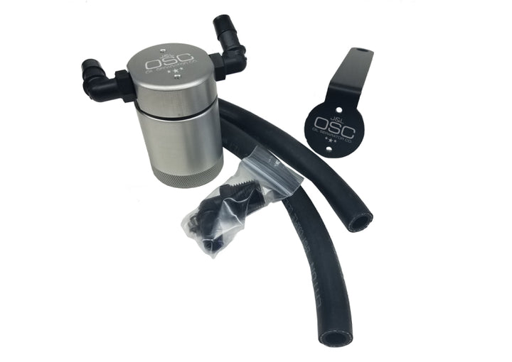 J&L 99-04 Ford Mustang SVT Cobra Passenger Side Oil Separator 3.0 - Clear Anodized - Bull Strap