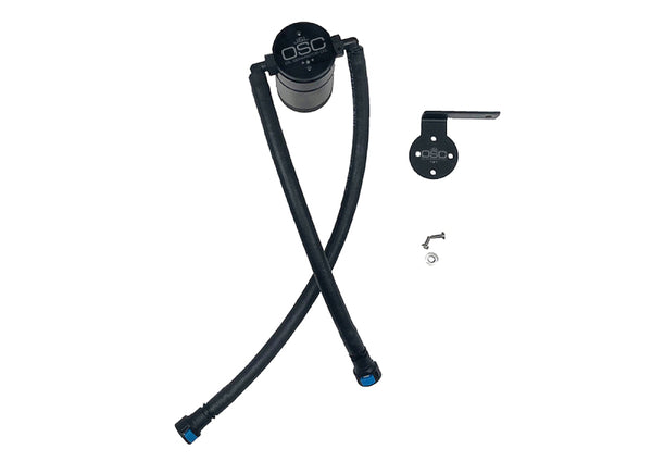 J&amp;L 19-26 Chevrolet Silverado/GMC Sierra 1500 5.3L V8 Driver Side Oil Separator 3.0 - Black Anod - Bull Strap
