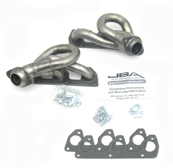 JBA 02-08 Ford Ranger 3.0L V6 w/o EGR 1-1/2in Primary Raw 409SS Cat4Ward Header - Bull Strap