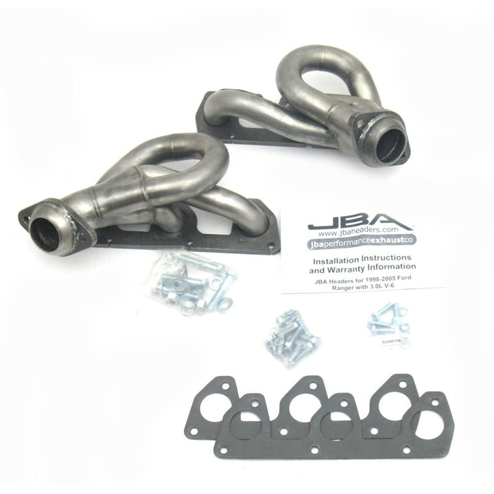 JBA 02-08 Ford Ranger 3.0L V6 w/o EGR 1-1/2in Primary Raw 409SS Cat4Ward Header - Bull Strap