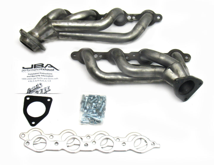 JBA 02-13 GM Truck 4.8L/5.3L LS Raw 409 Cat4Ward Header - Bull Strap