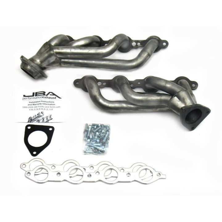 JBA 02-13 GM Truck 4.8L/5.3L LS Raw 409 Cat4Ward Header - Bull Strap