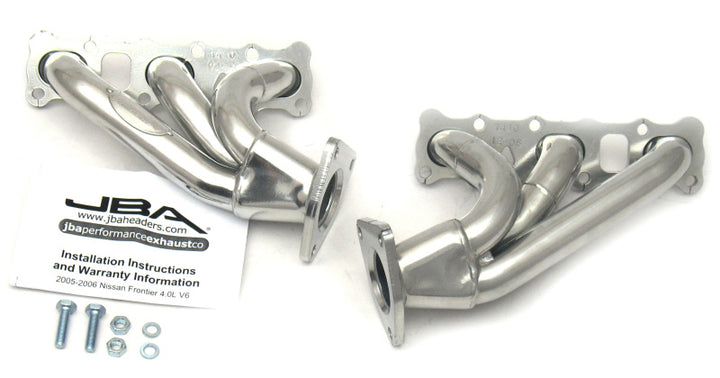 JBA 04-15 Nissan 4.0L V6 1-5/8in Primary Silver Ctd Cat4Ward Header - Bull Strap
