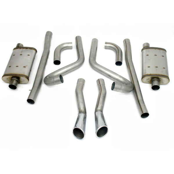 JBA 65-66 Ford Mustang 260-428 409SS Dual Through Rear Valance Header Back Exhaust - Bull Strap