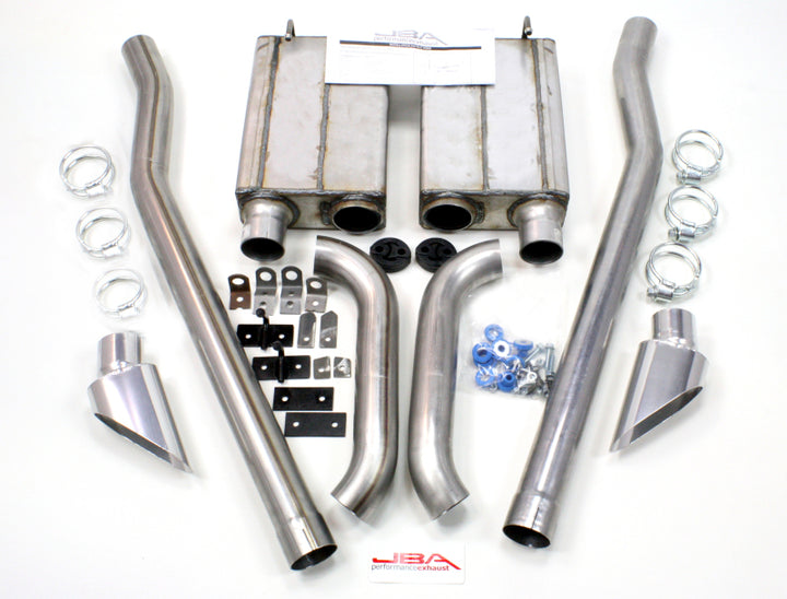 JBA 65-70 Ford Mustang 260-428 409SS Eleanor Style Dual Side Header Back Exhaust - Bull Strap