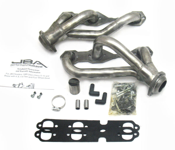 JBA 88-95 & 02-03 GM S-Truck 4.3L V6 4WD 1-1/2in Primary Raw 409SS Cat4Ward Header - Bull Strap
