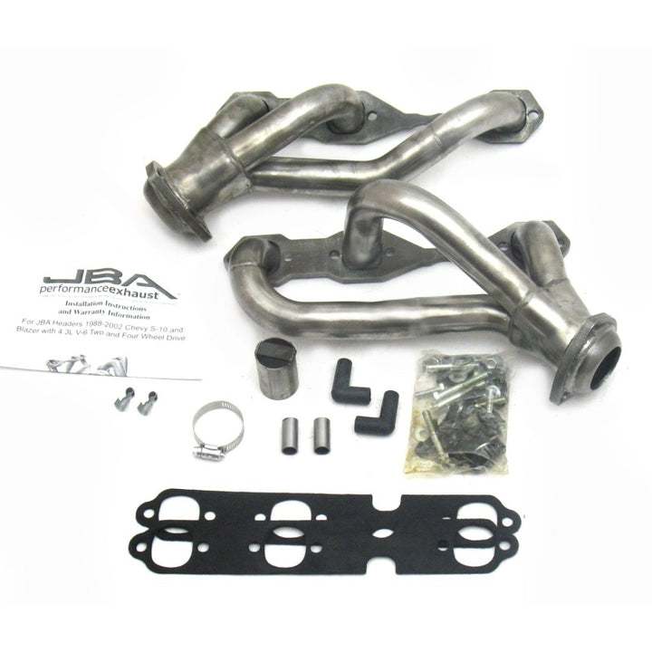 JBA 88-95 & 02-03 GM S-Truck 4.3L V6 4WD 1-1/2in Primary Raw 409SS Cat4Ward Header - Bull Strap