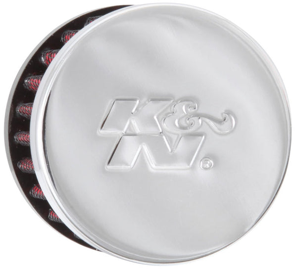 K&N 0.625 inch ID 2 inch OD 1.5 inch H Clamp On Crankcase Vent Filter - Bull Strap