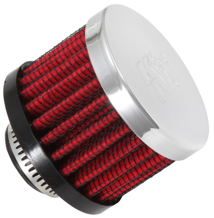 K&N 0.625 inch ID 2 inch OD 1.5 inch H Clamp On Crankcase Vent Filter - Bull Strap
