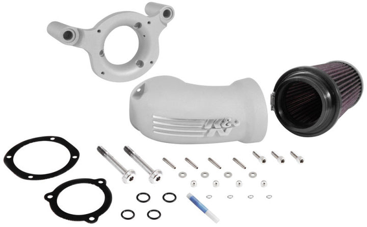 K&N 01-17 Harley-Davidson Softail / Dyna FI Performance Air Intake System Silver - Bull Strap