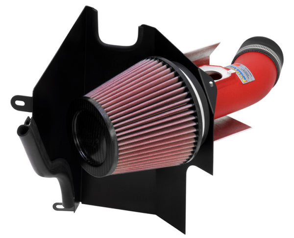 K&N 02-07 WRX/STi Wrinkle Red Typhoon Short Ram Intake - Bull Strap