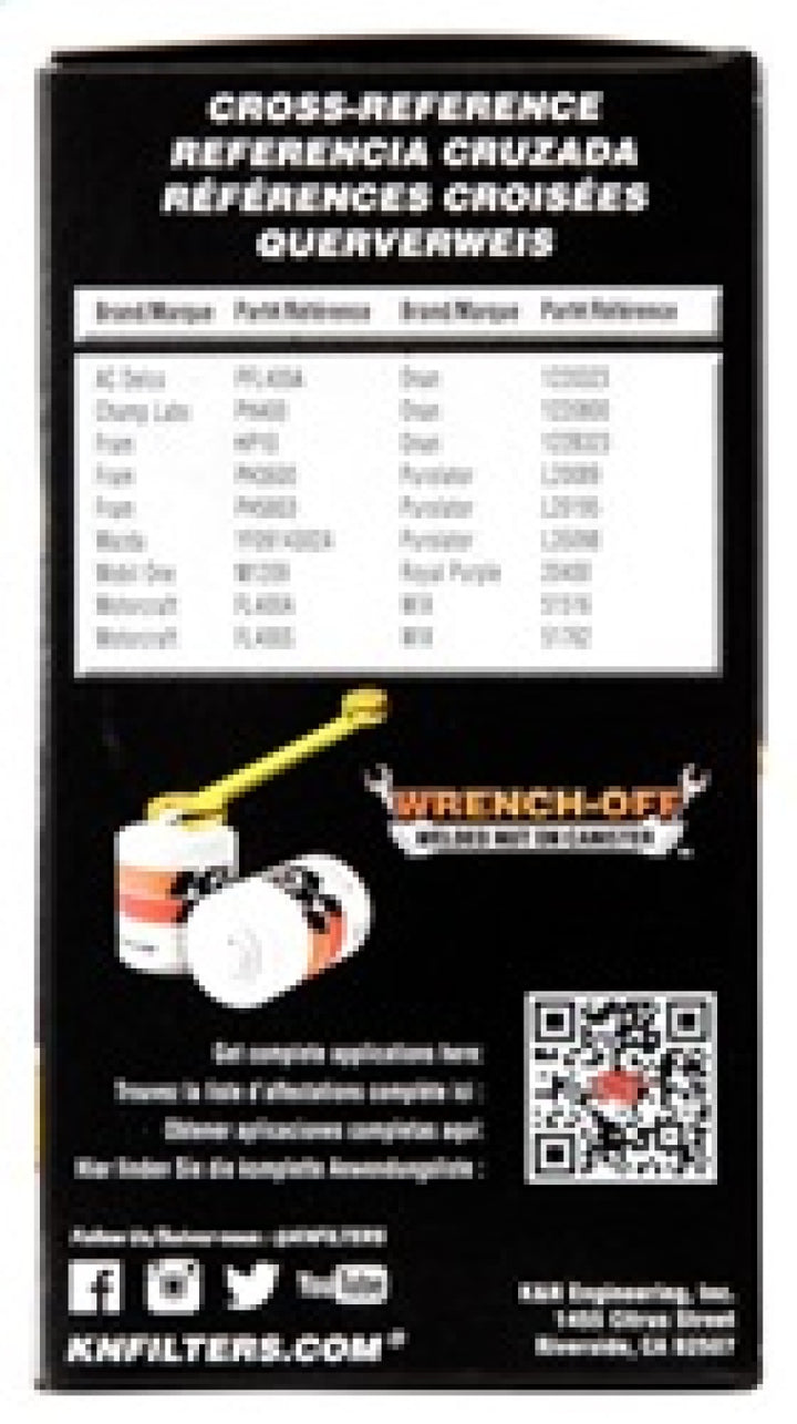 K&N 03-05 Neon SRT-4 / Lotus Elise Performance Gold Oil Filter - Bull Strap