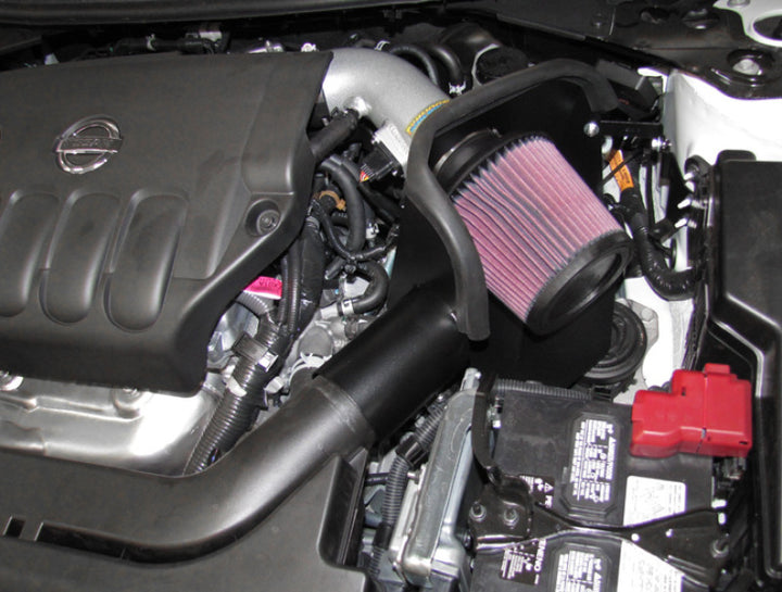 K&N 07-10 Nissan Altima 2.5L Silver Typhoon Short Ram Intake - Bull Strap