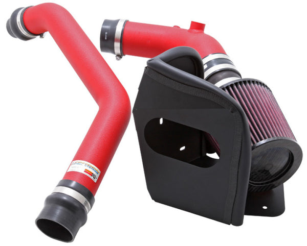 K&N 08-09 Mitsubishi Evo X Wrinkle Red Typhoon Short Ram Intake - Bull Strap