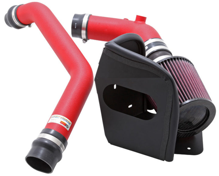 K&N 08-09 Mitsubishi Evo X Wrinkle Red Typhoon Short Ram Intake - Bull Strap