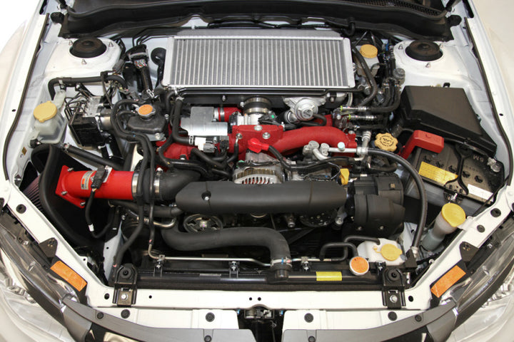 K&N 08-11 WRX/STi 2.5L H4 Red Typhoon Short Ram Intake - Bull Strap