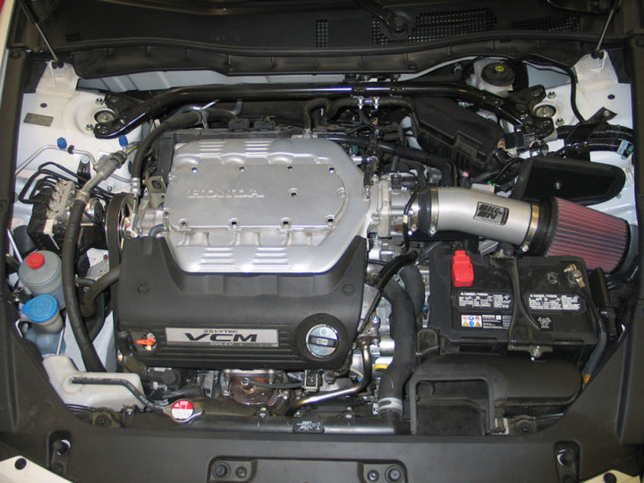 K&N 08 Honda Accord 3.5L-V6 Silver Typhoon Short Ram Intake - Bull Strap