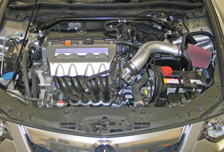 K&N 09 Acura TSX 2.4L Silver Typhoon Intake - Bull Strap