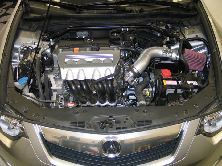 K&N 09 Acura TSX 2.4L Silver Typhoon Intake - Bull Strap