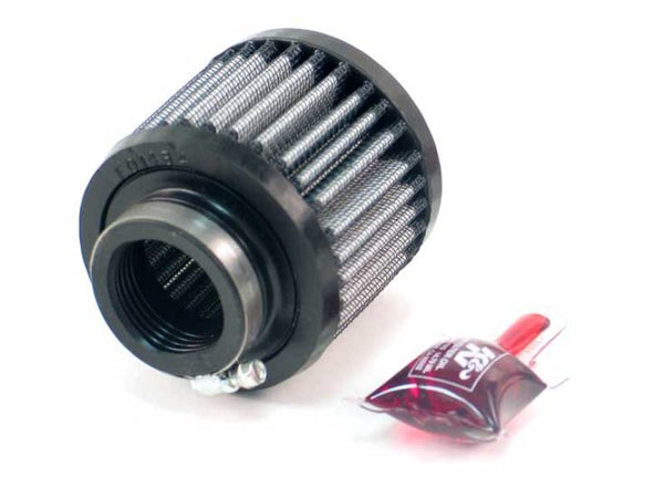 K&N 1.375in Flange ID x 3in OD x 2.5in H Rubber Base Crankcase Vent Filter - Bull Strap