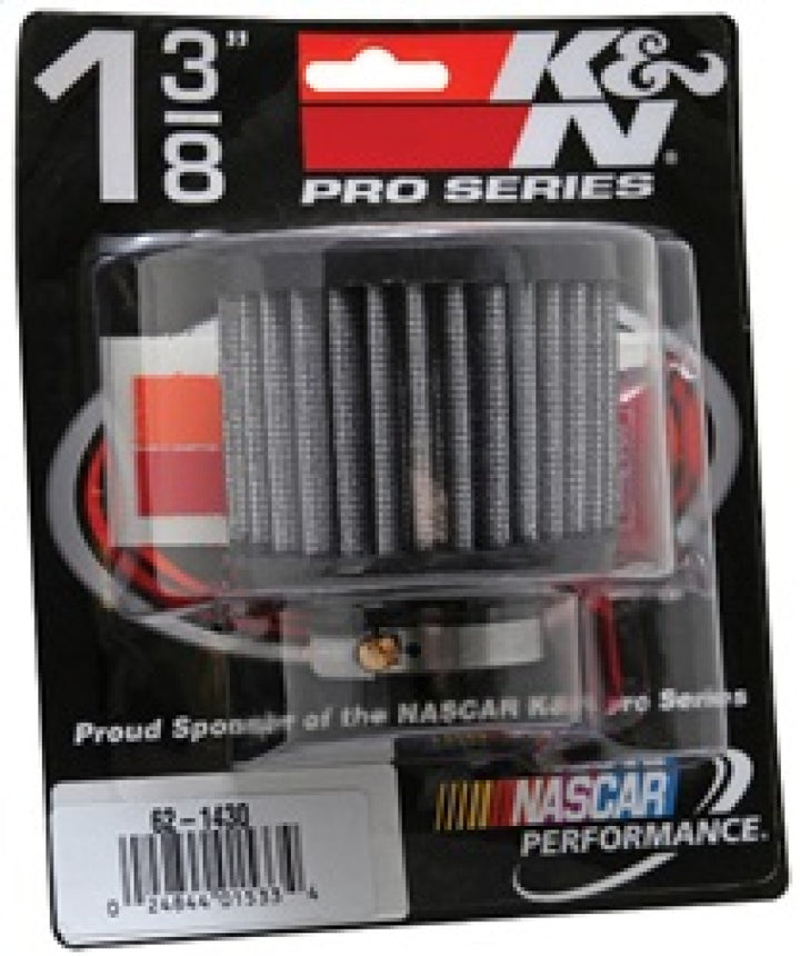 K&N 1.375in Flange ID x 3in OD x 2.5in H Rubber Base Crankcase Vent Filter - Bull Strap