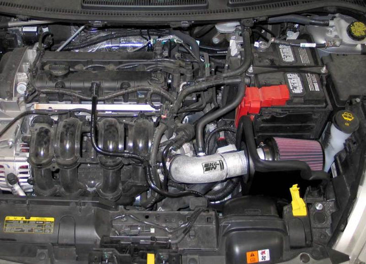 K&N 11-12 Ford Fiesta 1.6L L4 Silver Typhoon Performance Intake - Bull Strap