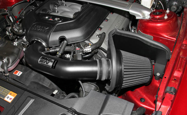 K&N 11-14 Ford Mustang GT 5.0L V8 Black Performance Intake Kit - Bull Strap