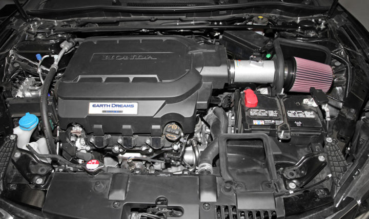 K&N 13-14 Honda Accord 3.5L V6 69 Series Typhoon Air Intake System - Silver Cold Air Intake Kit - Bull Strap