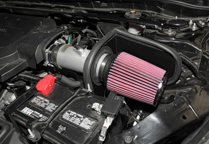K&N 13-14 Honda Accord 3.5L V6 69 Series Typhoon Air Intake System - Silver Cold Air Intake Kit - Bull Strap