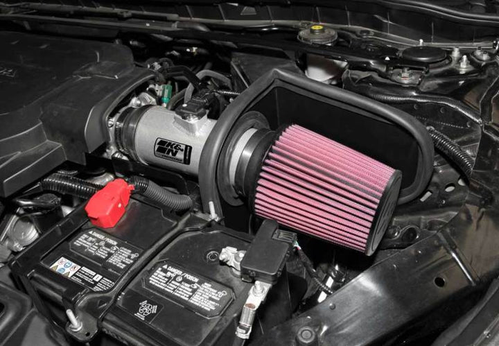 K&N 13-14 Honda Accord 3.5L V6 69 Series Typhoon Air Intake System - Silver Cold Air Intake Kit - Bull Strap