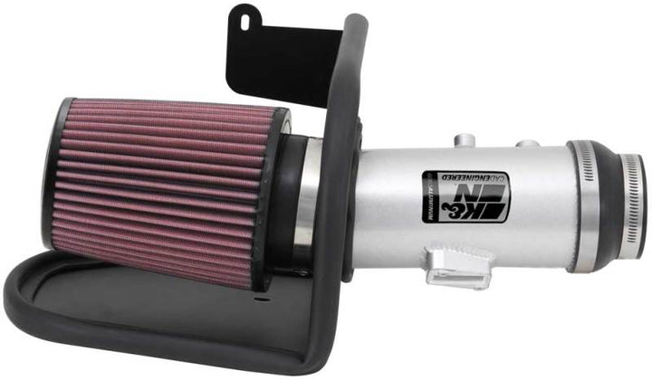 K&N 13-14 Honda Accord 3.5L V6 69 Series Typhoon Air Intake System - Silver Cold Air Intake Kit - Bull Strap