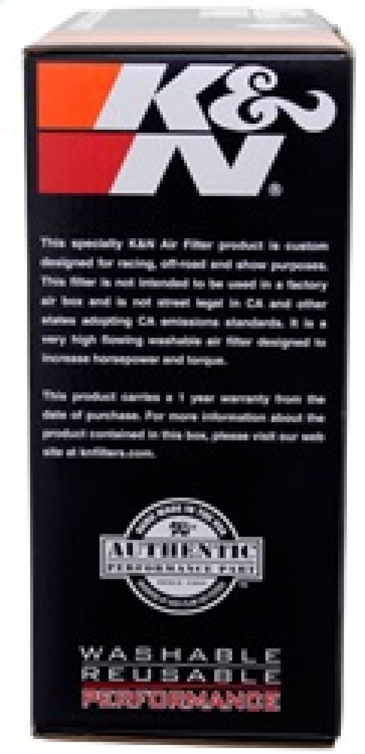 K&N 14in Red Custom Air Cleaner Assembly - 5.125in ID x 14in OD x 3.75in H x 1.25in Drop Base - Bull Strap