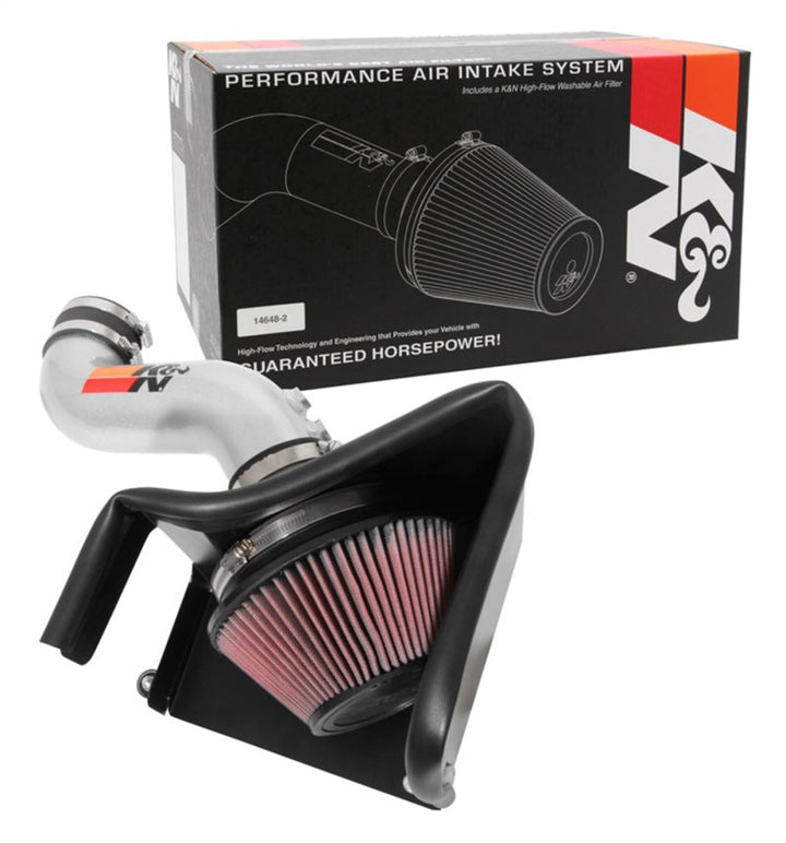 K&N 15-18 Hyundai Sonata L4-2.4L F/I Silver Typhoon Short Ram Intake - Bull Strap