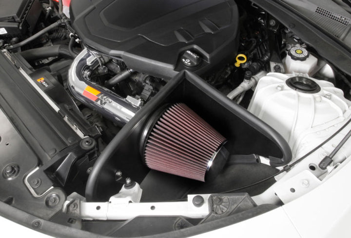 K&N 16-17 Chevy Camaro 3.6L Silver Typhoon Short Ram Intake - Bull Strap