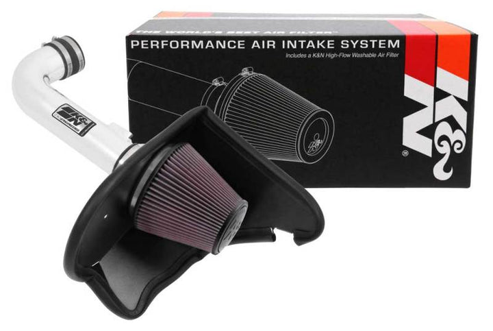 K&N 16-17 Chevy Camaro 3.6L Silver Typhoon Short Ram Intake - Bull Strap