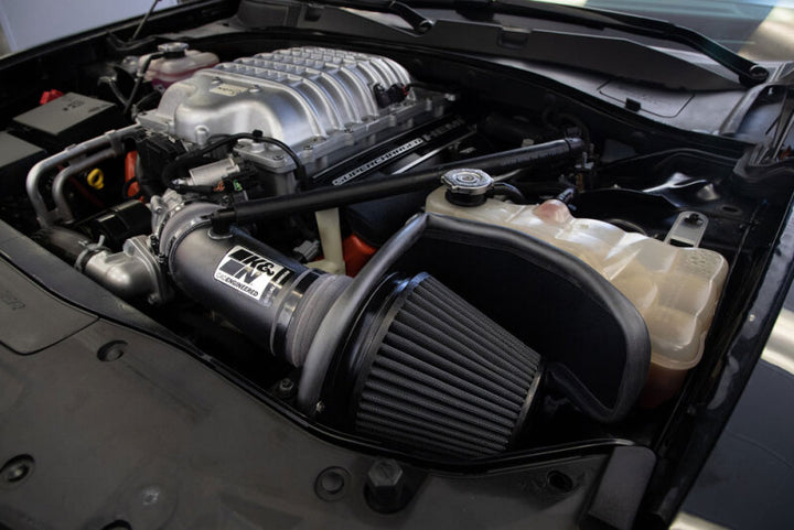 K&N 17-23 Dodge Charger/Challenger Hellcat SC 6.2L V8 DRYFLOW Performance Air Intake System - Bull Strap