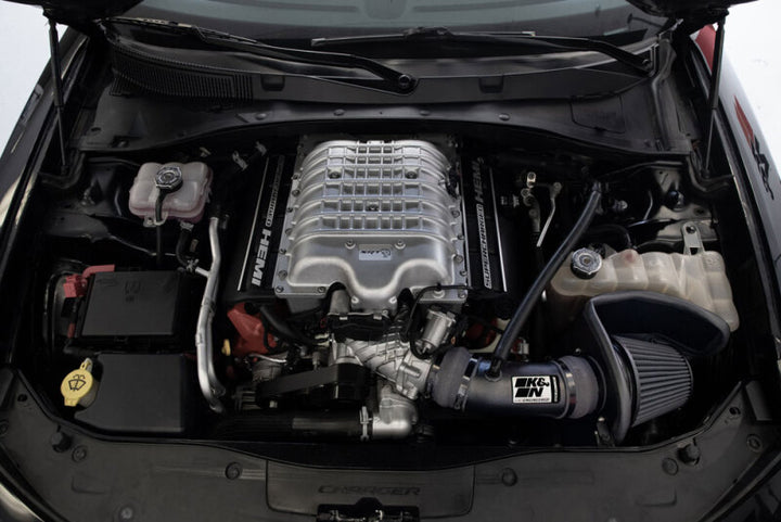 K&N 17-23 Dodge Charger/Challenger Hellcat SC 6.2L V8 DRYFLOW Performance Air Intake System - Bull Strap