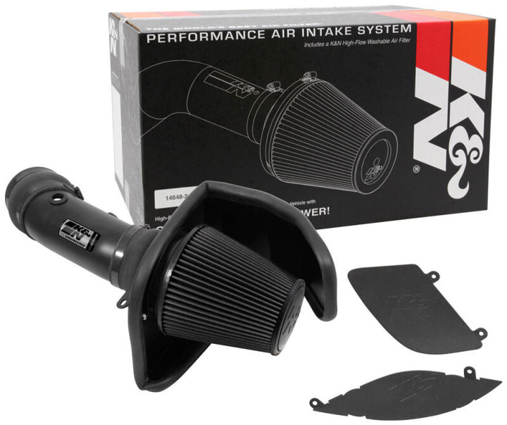K&N 17-23 Dodge Charger/Challenger Hellcat SC 6.2L V8 DRYFLOW Performance Air Intake System - Bull Strap
