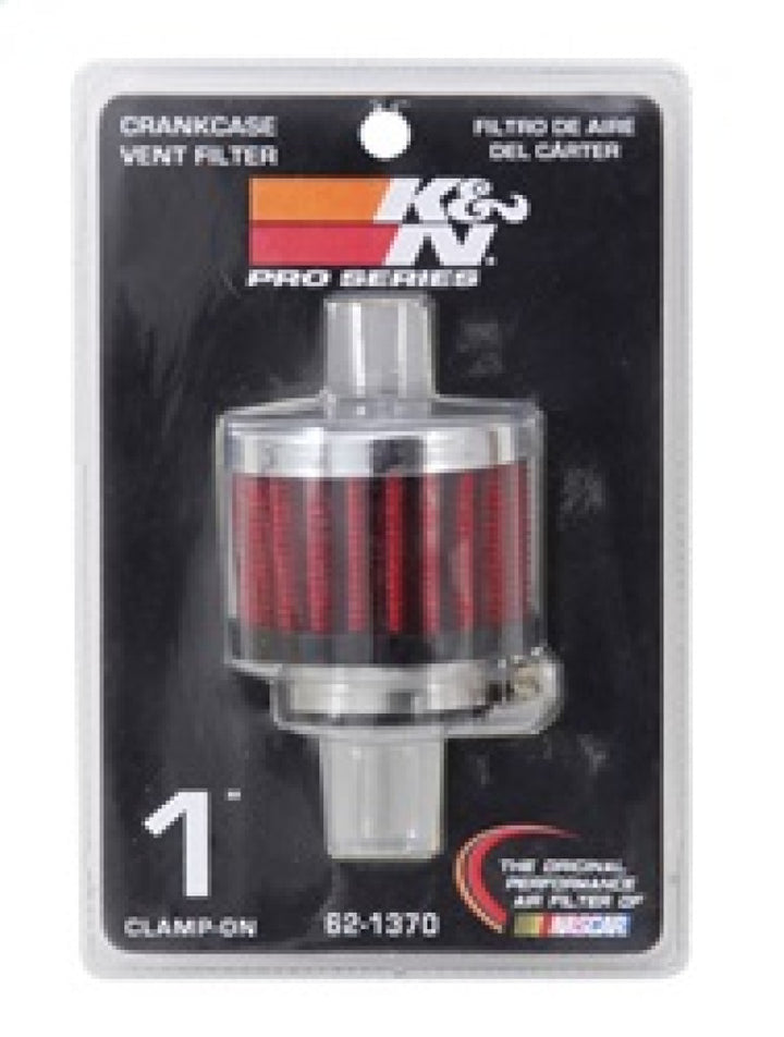 K&N 1in Flange ID x 2in OD x 1.5 inch H Rubber Base Crankcase Vent Filter - Bull Strap