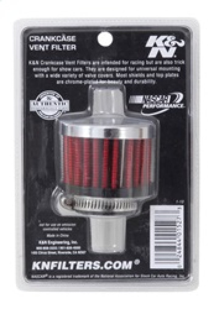 K&N 1in Flange ID x 2in OD x 1.5 inch H Rubber Base Crankcase Vent Filter - Bull Strap