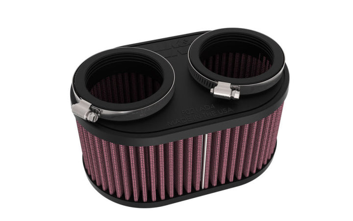K&N 2-1/8in DUAL FLG 6-1/4 X 4inOD 3inH Universal Clamp-On Air Filter - Bull Strap