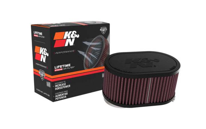 K&N 2-1/8in DUAL FLG 6-1/4 X 4inOD 3inH Universal Clamp-On Air Filter - Bull Strap