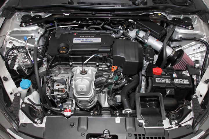 K&N 2013-14 Honda Accord 2.4L L4 69 Series Typhoon Air Intake System - Silver Cold Air Intake Kit - Bull Strap