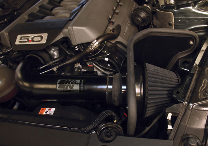 K&N 2015 Ford Mustang GT 5.0L V8 Black Performance Intake Kit - Bull Strap