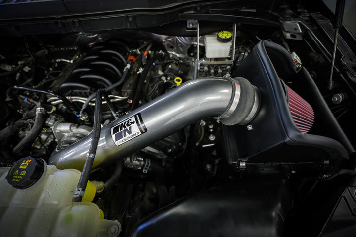 K&N 2021+ Ford F-150 V8-5.0L F/I High Flow Performance Intake Kit - Bull Strap